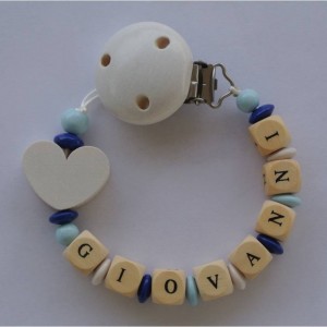 Portaciuccio Cuore bianco-azzurro-blu scuro